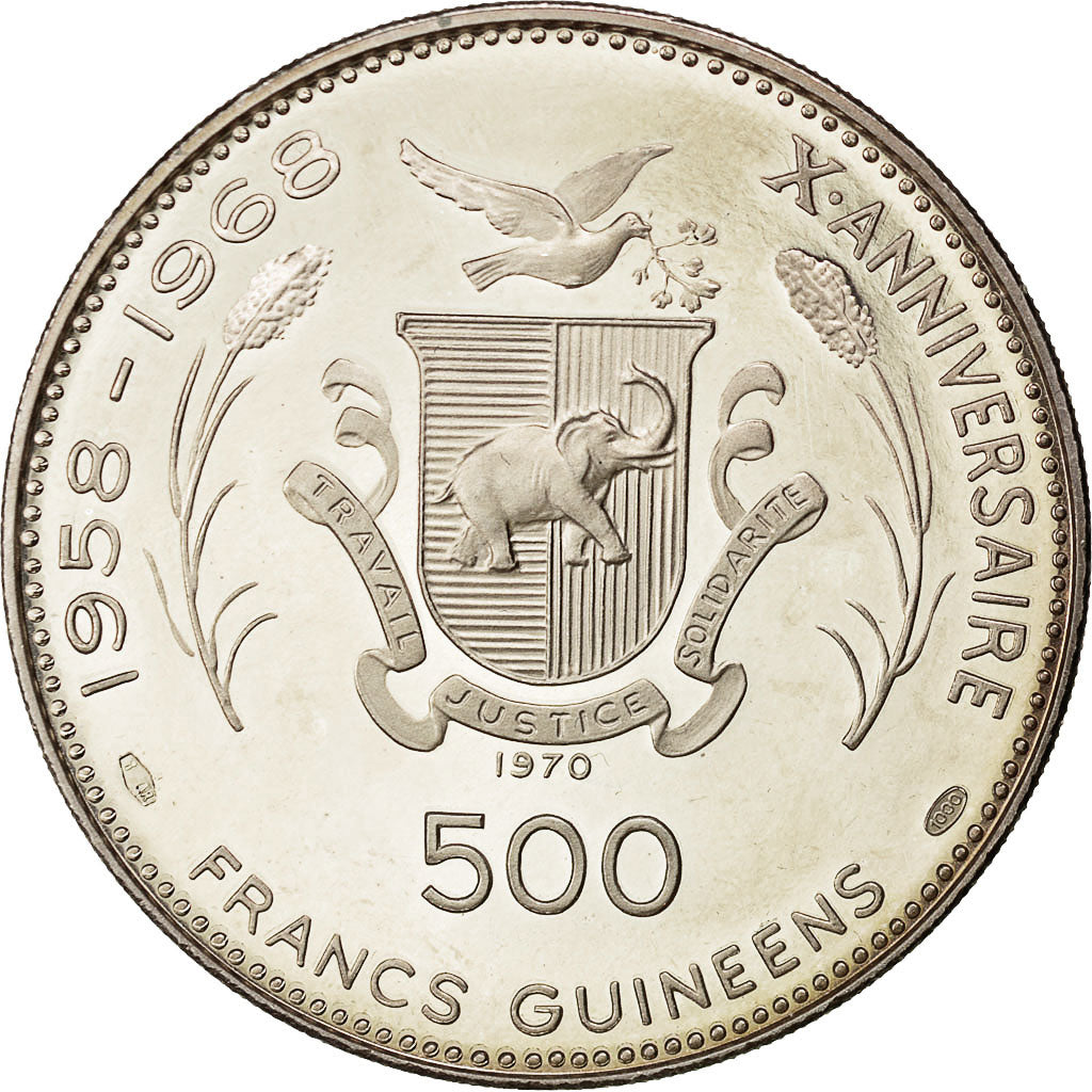 Moneta, Guinea, 500 Francs, 1970, SPL, Argento, KM:16