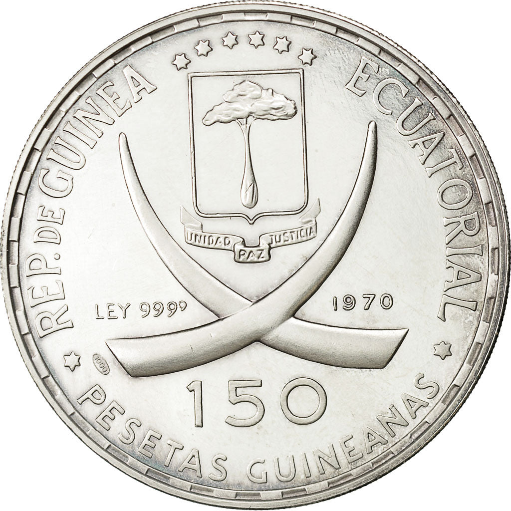 Coin, Equatorial Guinea, 150 Pesetas, 1970, MS(63), Silver, KM:14