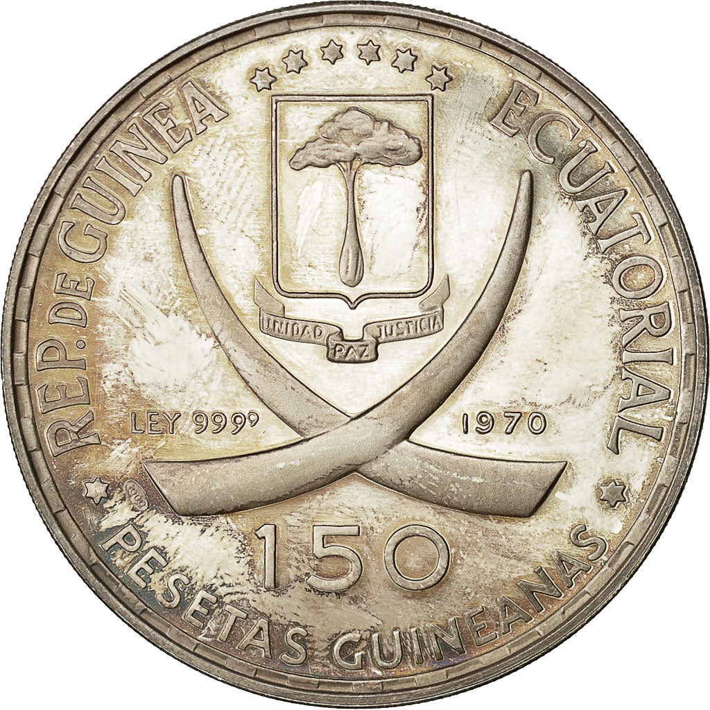 Coin, Equatorial Guinea, 150 Pesetas, 1970, MS(63), Silver, KM:16