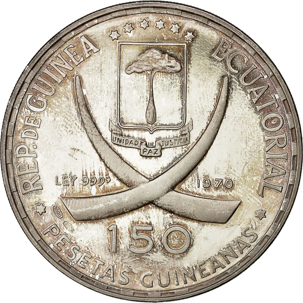 Coin, Equatorial Guinea, 150 Pesetas, 1970, MS(63), Silver, KM:17