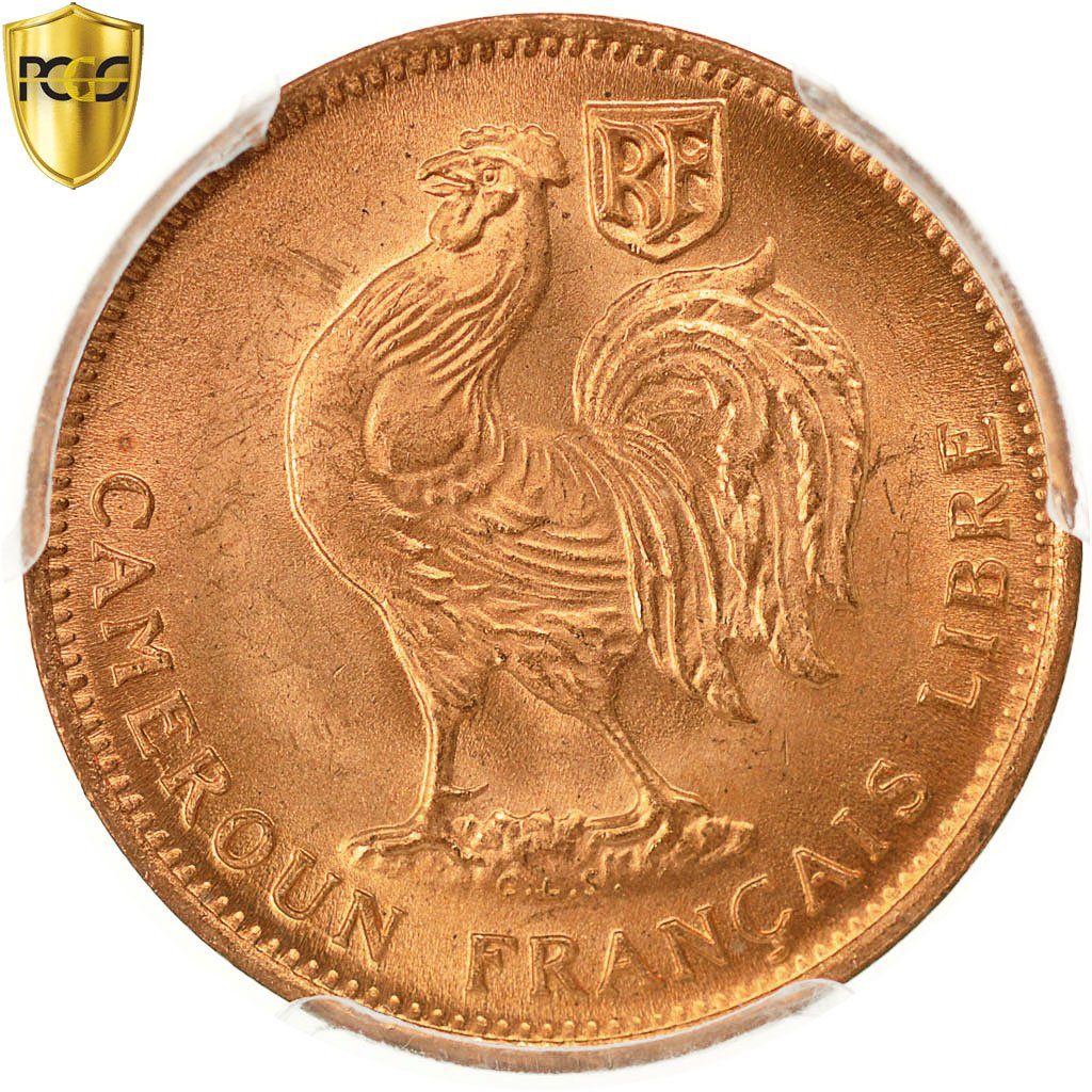 Coin, Cameroon, 50 Centimes, 1943, Pretoria, PCGS, MS66RD, MS(65-70), Bronze