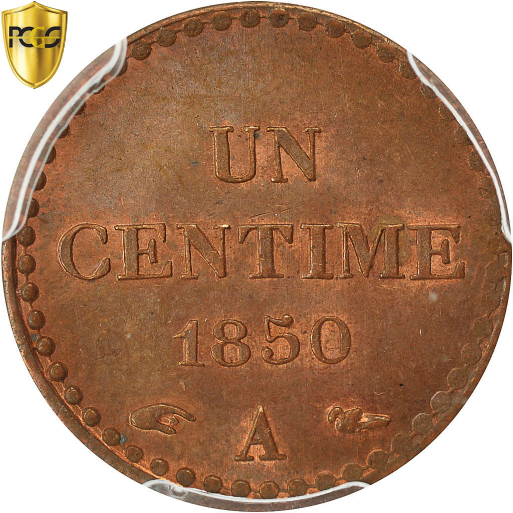 Coin, France, Dupré, Centime, 1850, Paris, PCGS, MS64RB, MS(64), Bronze