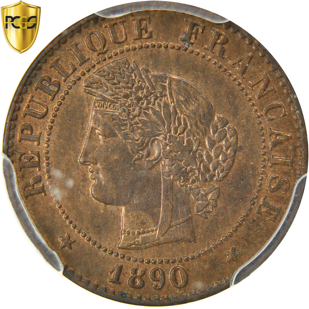 Coin, France, Cérès, Centime, 1890, Paris, PCGS, MS63RB, MS(63), Bronze