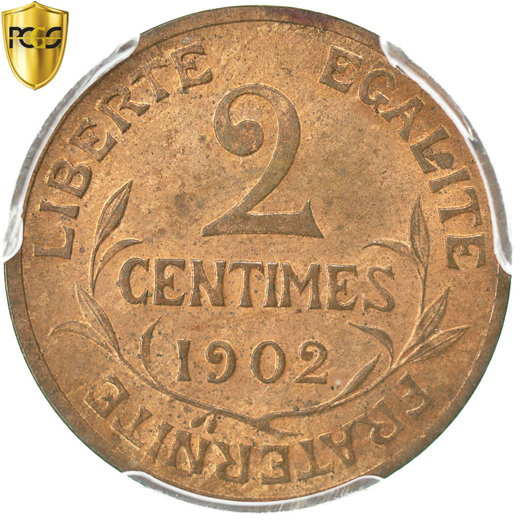 Coin, France, Dupuis, 2 Centimes, 1902, Paris, PCGS, MS64RB, MS(64), Bronze