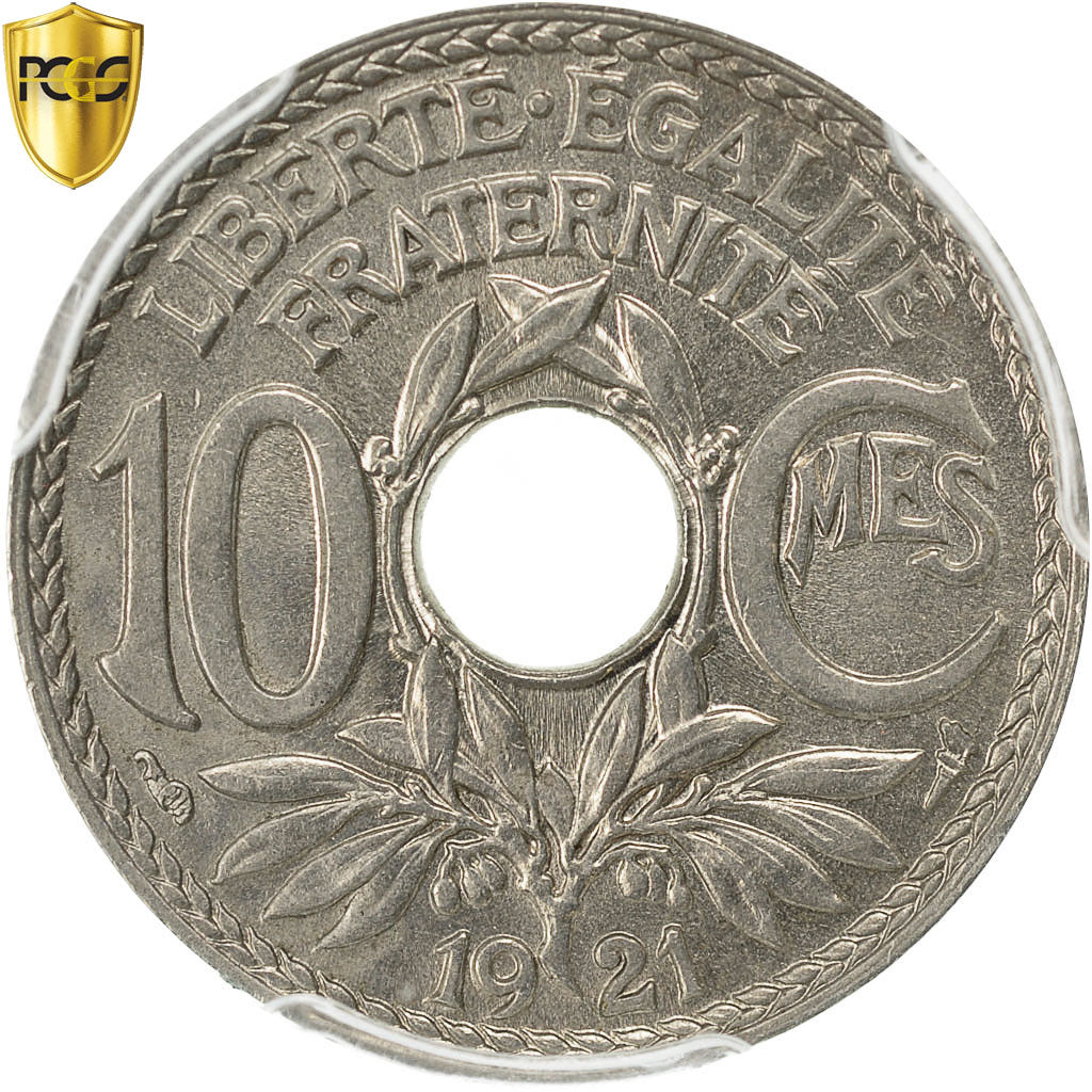 Coin, France, Lindauer, 10 Centimes, 1921, Paris, PCGS, MS64, MS(64)