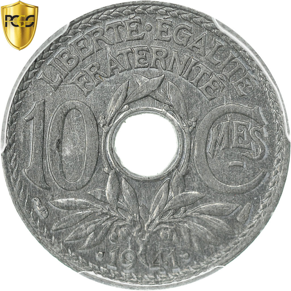 Coin, France, 10 Centimes, 1941, Paris, PCGS, MS64, MS(64), Zinc, KM:897