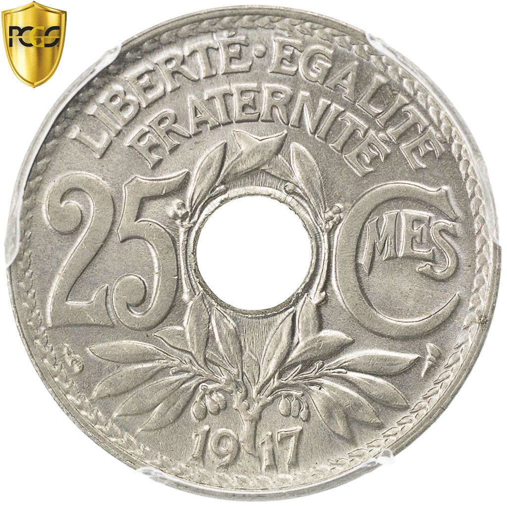 Coin, France, Lindauer, 25 Centimes, 1917, PCGS, MS66, MS(65-70), Copper-nickel