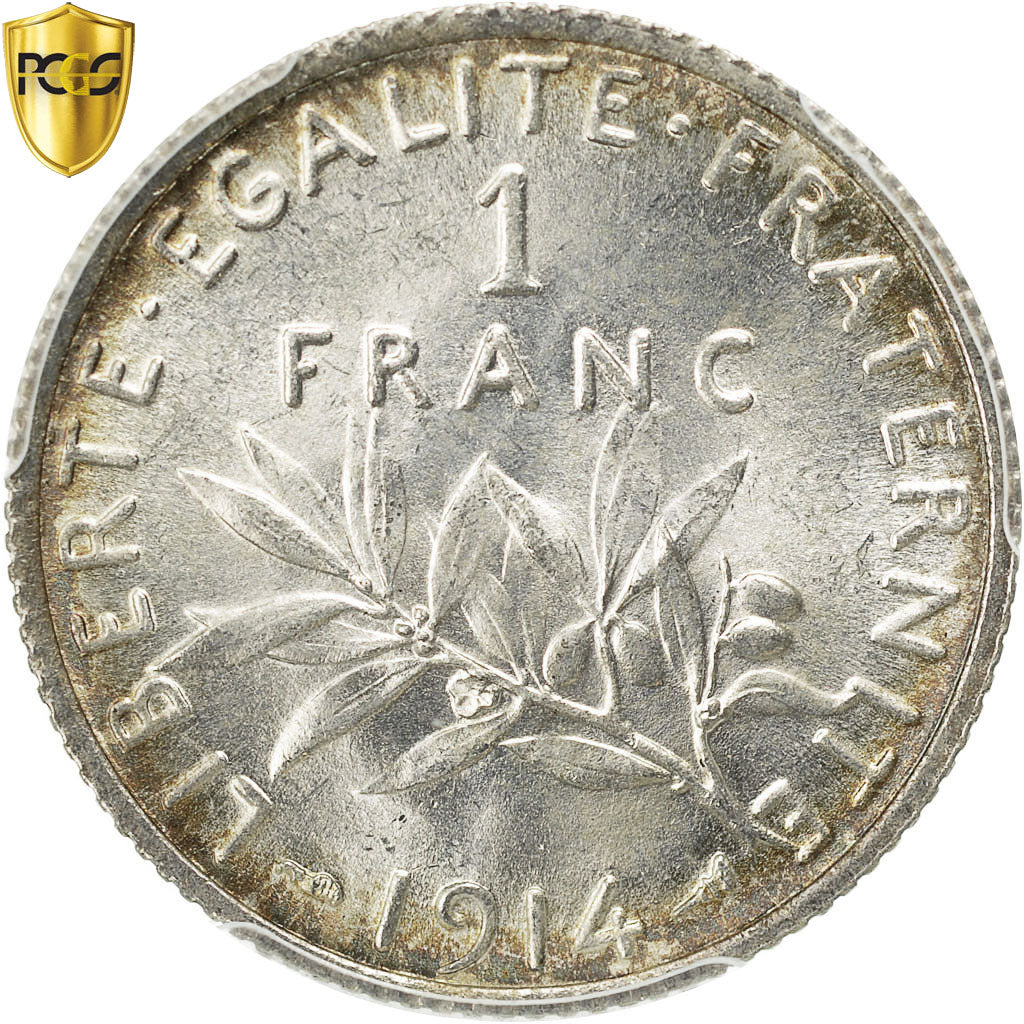 Coin, France, Semeuse, Franc, 1914, Paris, PCGS, MS65+, Silver, KM:844.1