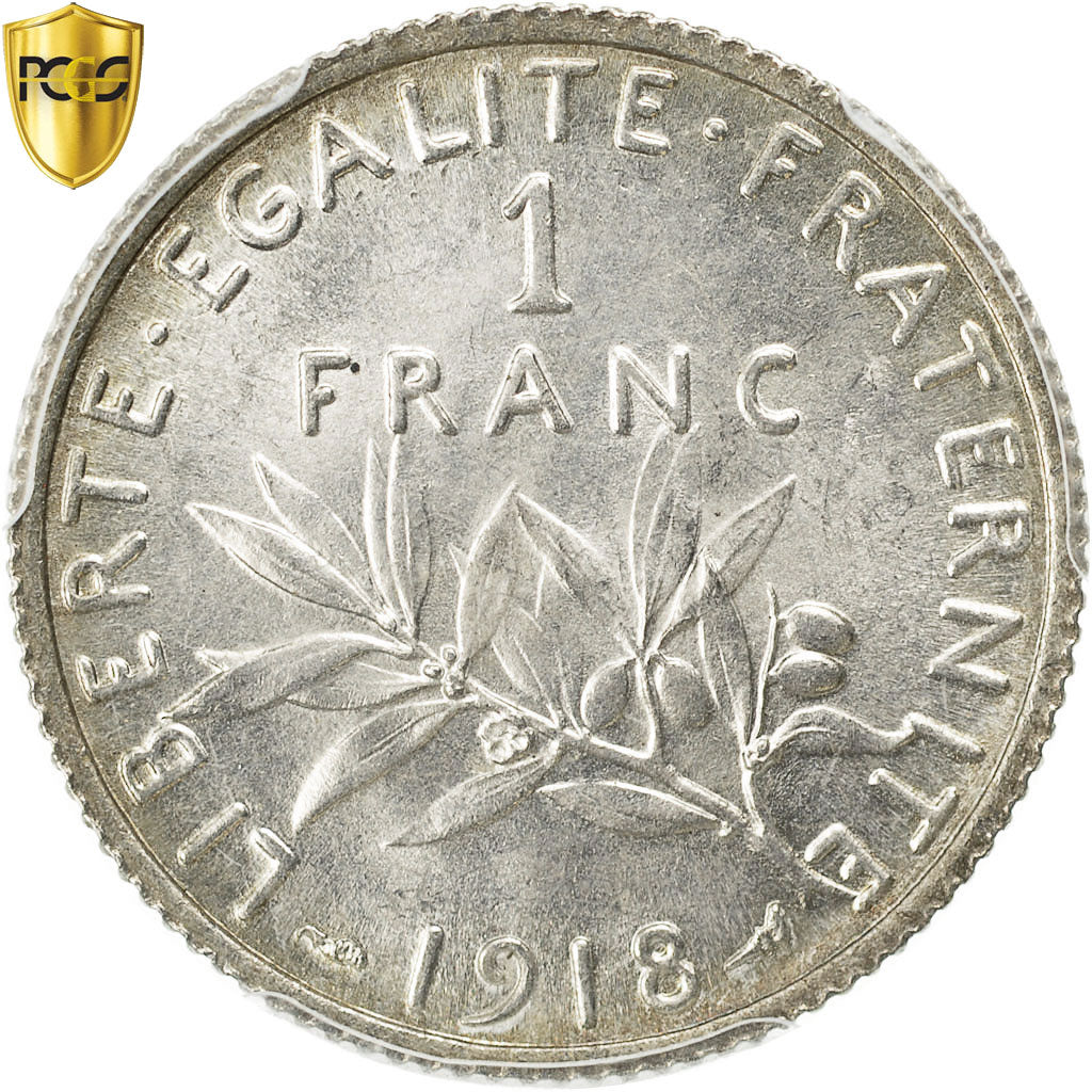 Münze, Frankreich, Semeuse, Franc, 1918, Paris, PCGS, MS65, Silber, KM:844.1