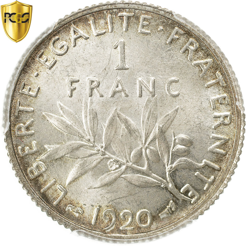 Coin, France, Semeuse, Franc, 1920, Paris, PCGS, MS65, MS(65-70), Silver