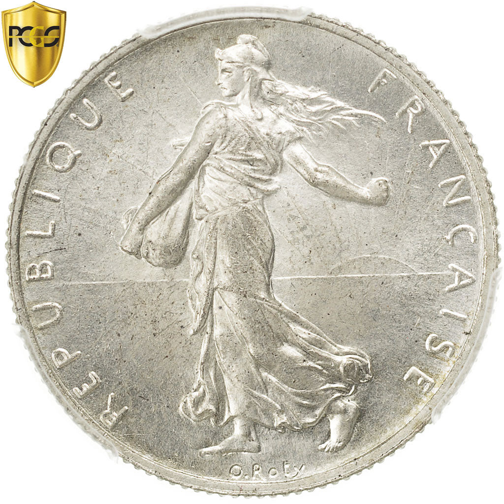 Coin, France, Semeuse, 2 Francs, 1917, Paris, PCGS, MS64, MS(64), Silver