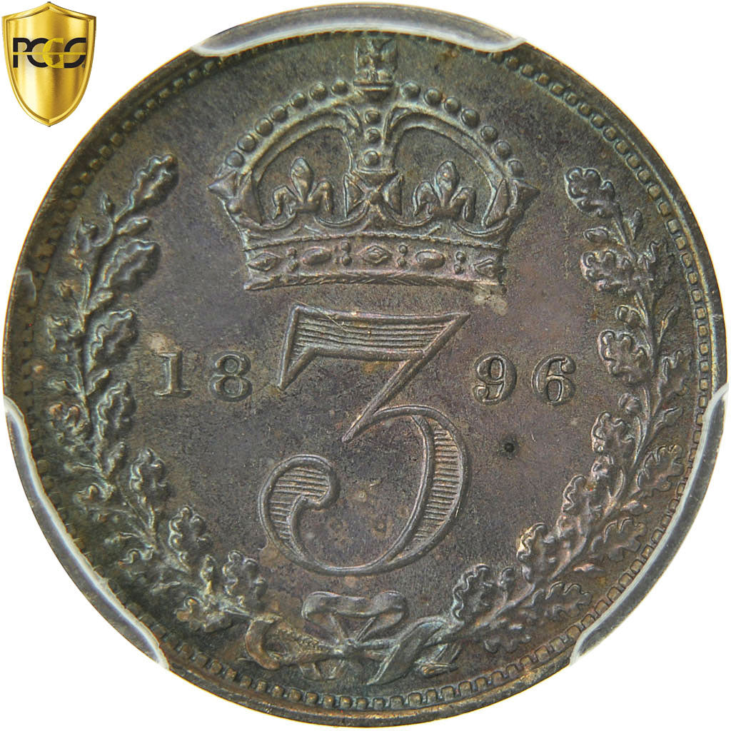 Münze, Großbritannien, Victoria, 3 Pence, 1896, PCGS, PL66, STGL, Silber