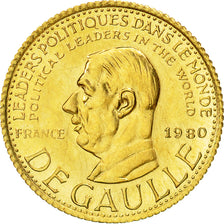 France, Medal, Charles De Gaulle, 1980, MS(63), Gold