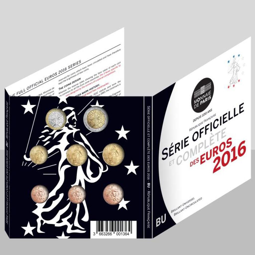 France, Monnaie de Paris, Euro-Set, 2016, MS(65-70)