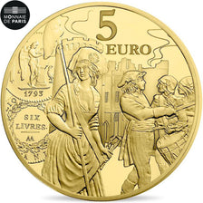 Frankrijk, Parijse munten, 5 Euro, Semeuse - Ecu de 6 Livres, 2018, FDC, Goud
