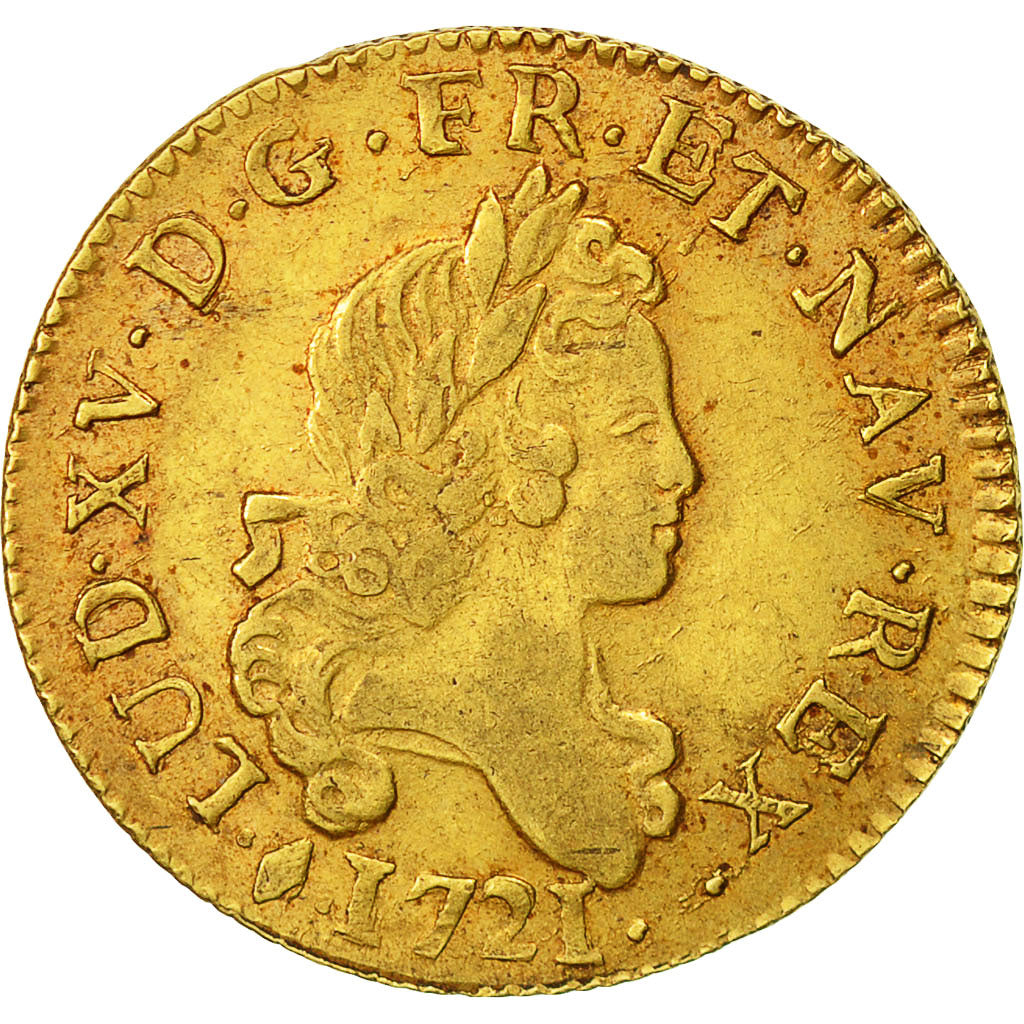 Coin, France, Louis XV, Louis d'or aux 2 L, Louis d'Or, 1721, Bayonne