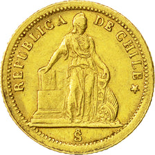Munten, Chili, Peso, 1861, Santiago, ZF, Goud, KM:133