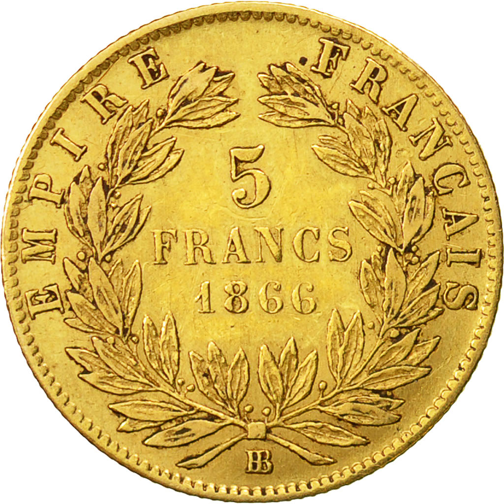 Coin, France, Napoleon III, Napoléon III, 5 Francs, 1866, Strasbourg