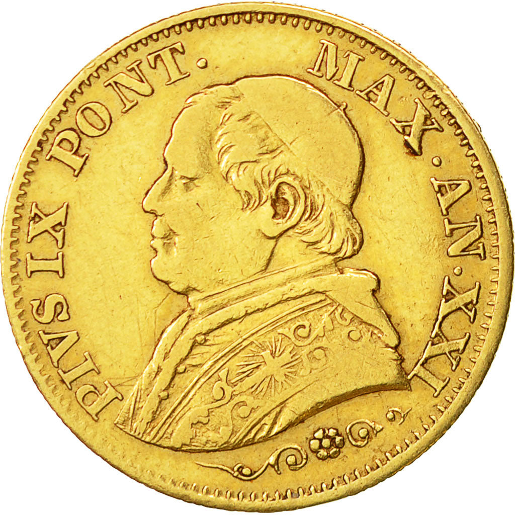 Coin, ITALIAN STATES, PAPAL STATES, Pius IX, 10 Lire, 1866, Roma, EF(40-45)