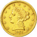 Coin, United States, Coronet Head, $2.50, Quarter Eagle, 1861, U.S. Mint