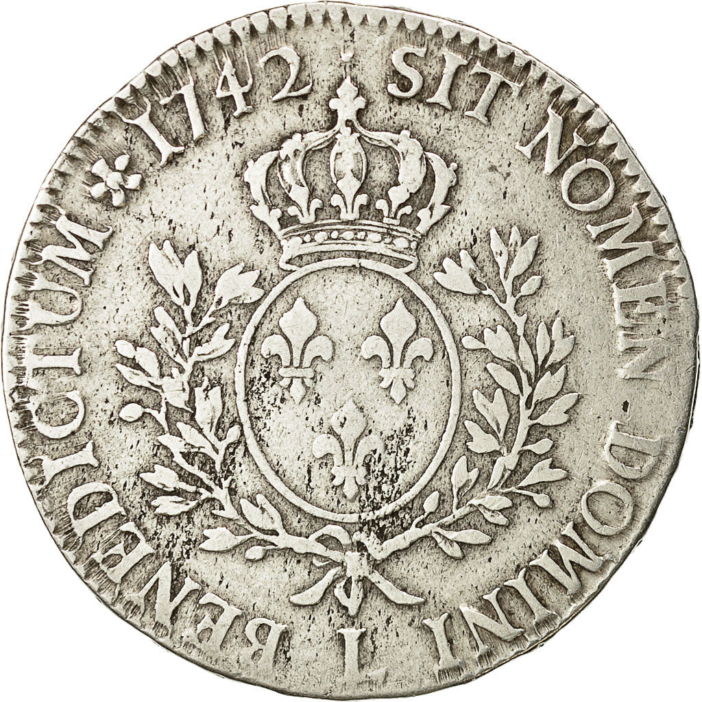 Moneta, Francia, Louis XV, Écu au bandeau, Ecu, 1742, Bayonne, MB, Argento