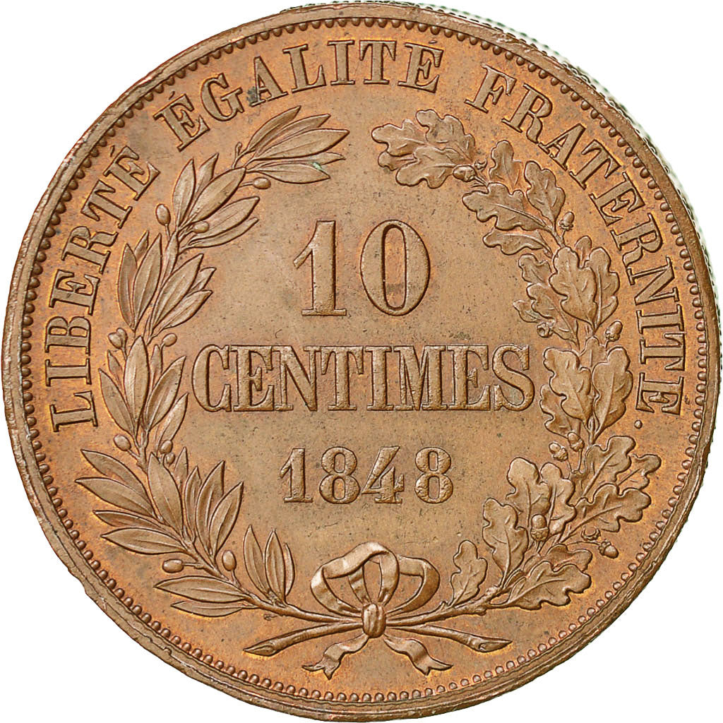 Coin, France, Essai-Piéfort Concours de Rogat, 10 Centimes, 1848, MS(60-62)
