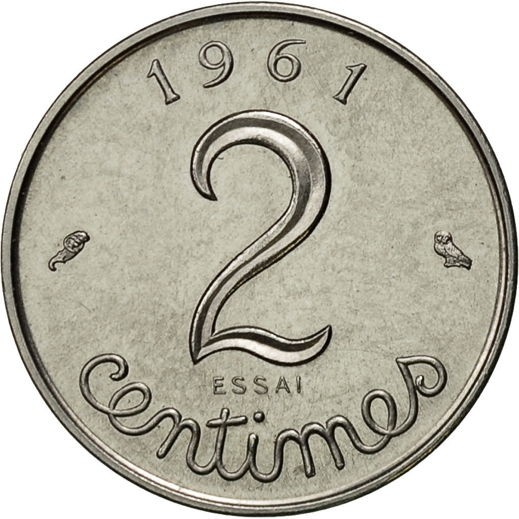 Coin, France, 2 Centimes, 1961, Paris, MS(63), Chrome-Steel, KM:E103.1