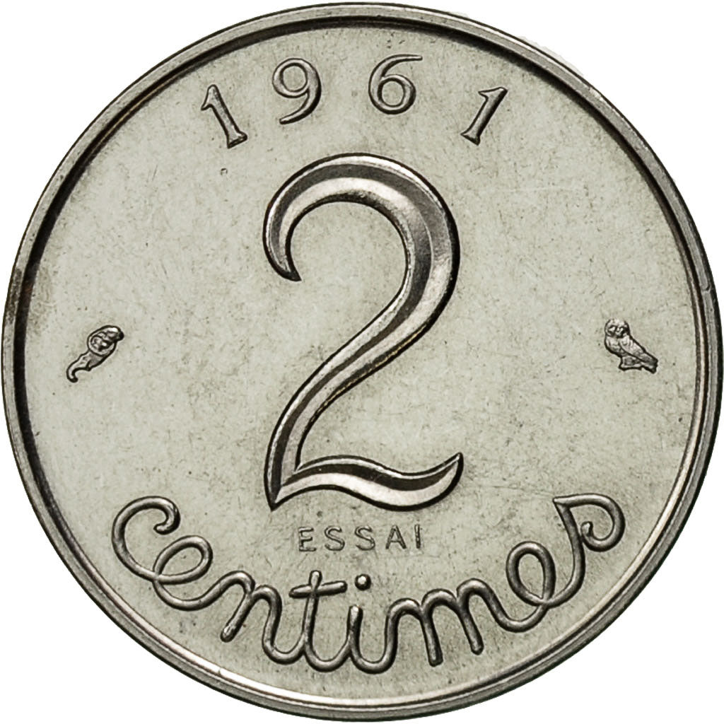 Coin, France, 2 Centimes, 1961, Paris, MS(63), Chrome-Steel, KM:E103.1