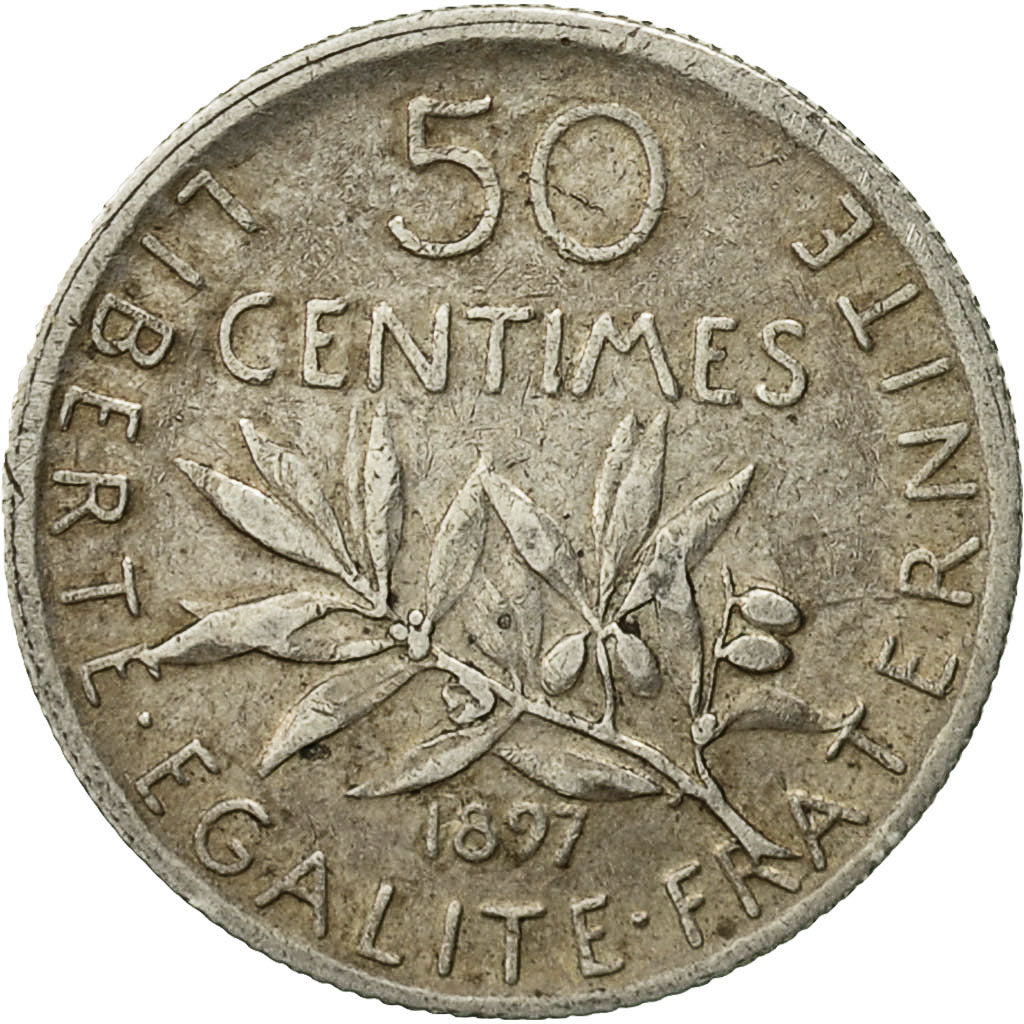 Coin, France, Semeuse, 50 Centimes, 1897, Paris, EF(40-45), Silver, KM:854