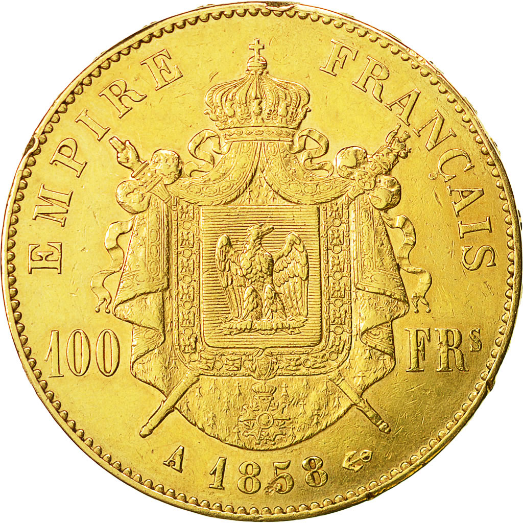 Coin, France, Napoleon III, Napoléon III, 100 Francs, 1858, Paris, EF(40-45)