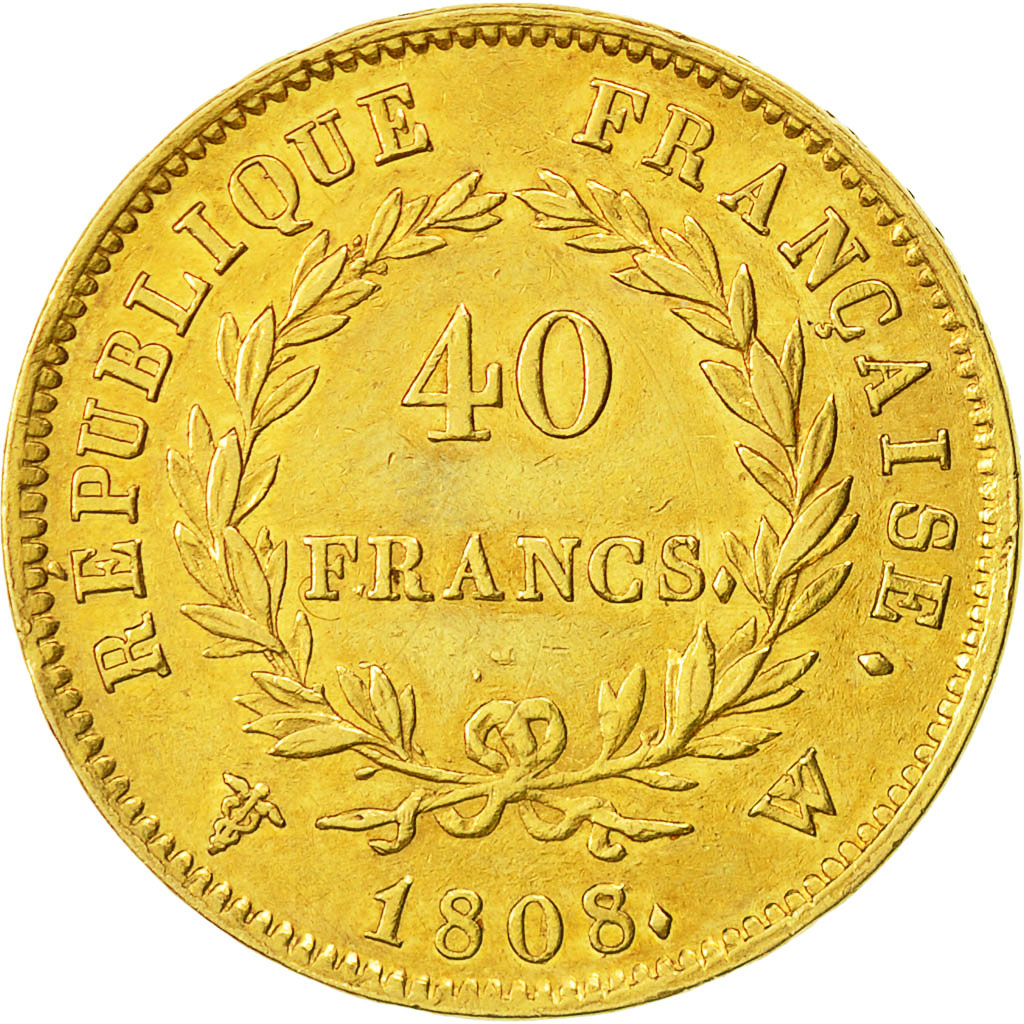 Münze, Frankreich, Napoléon I, 40 Francs, 1808, Lille, SS+, Gold, KM:688.5