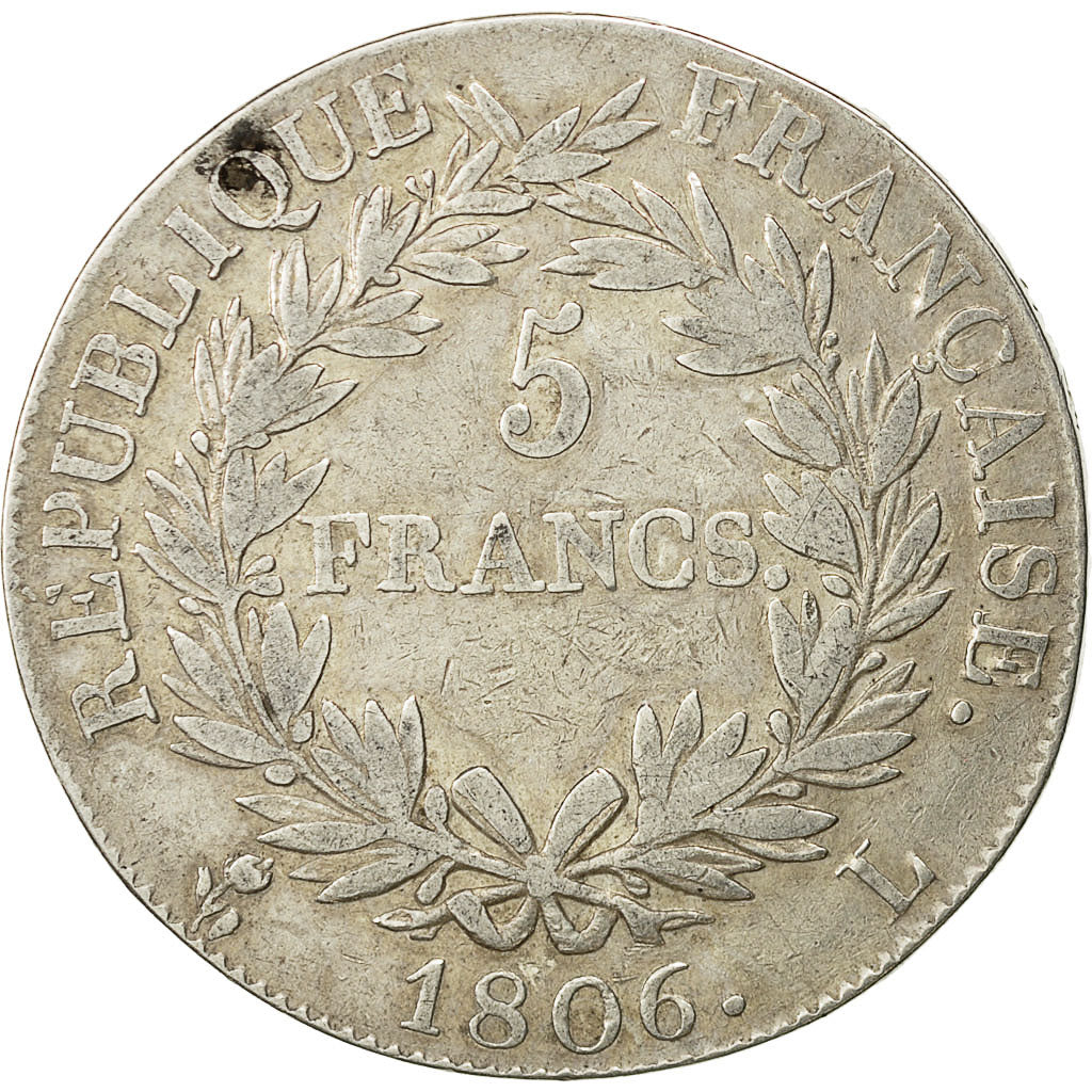 Coin, France, Napoléon I, 5 Francs, 1806, Bayonne, VF(30-35), Silver, KM:673.8