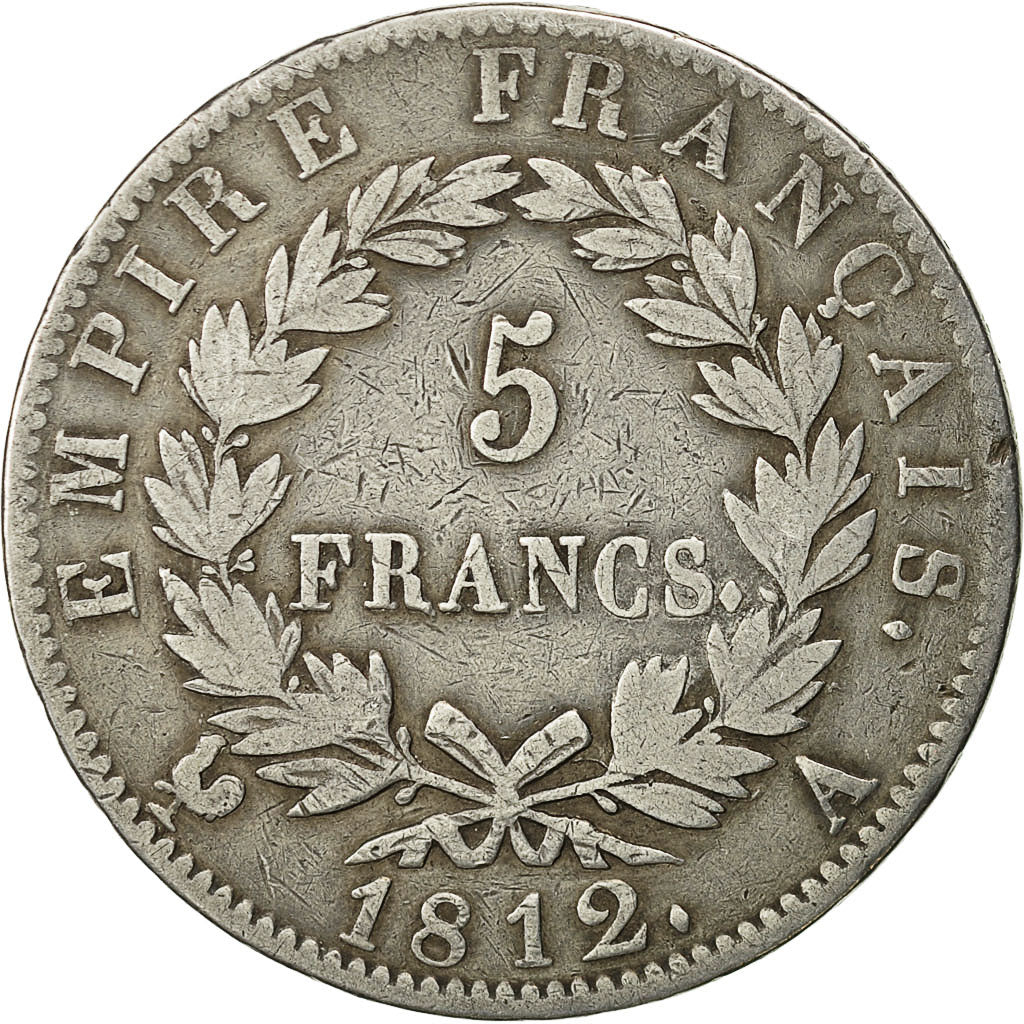 Coin, France, Napoléon I, 5 Francs, 1812, Paris, VF(30-35), Silver, KM:694.1
