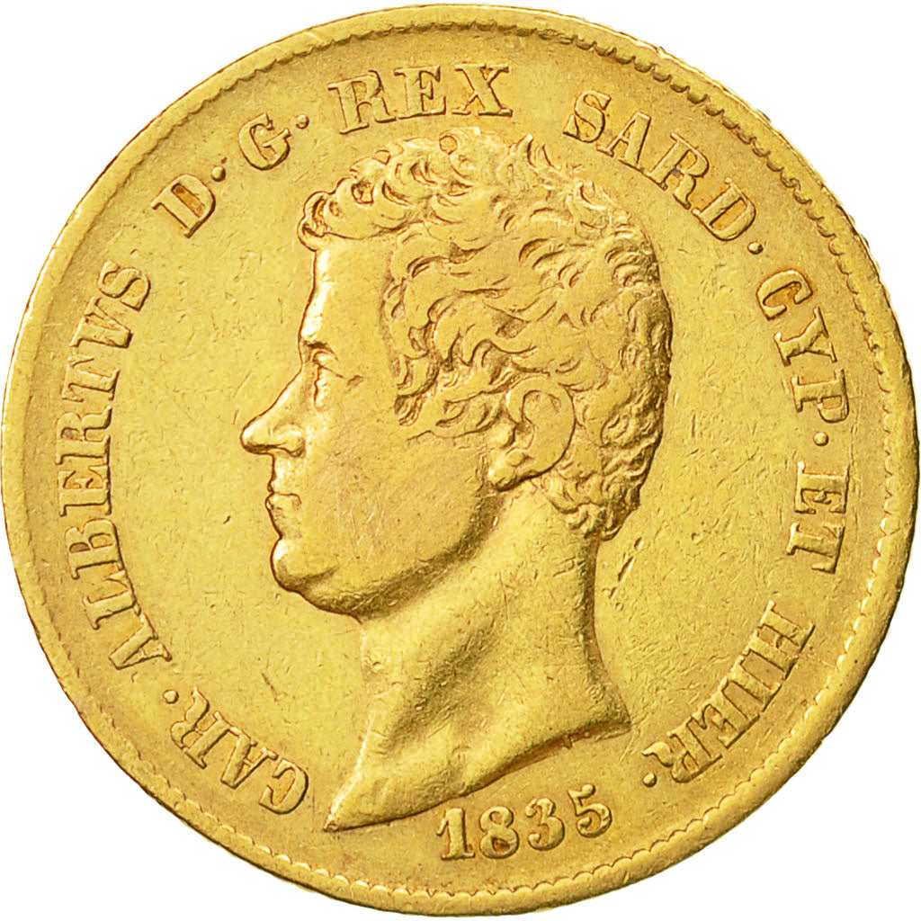 Coin, ITALIAN STATES, SARDINIA, Carlo Alberto, 20 Lire, 1835, Genoa, VF(30-35)