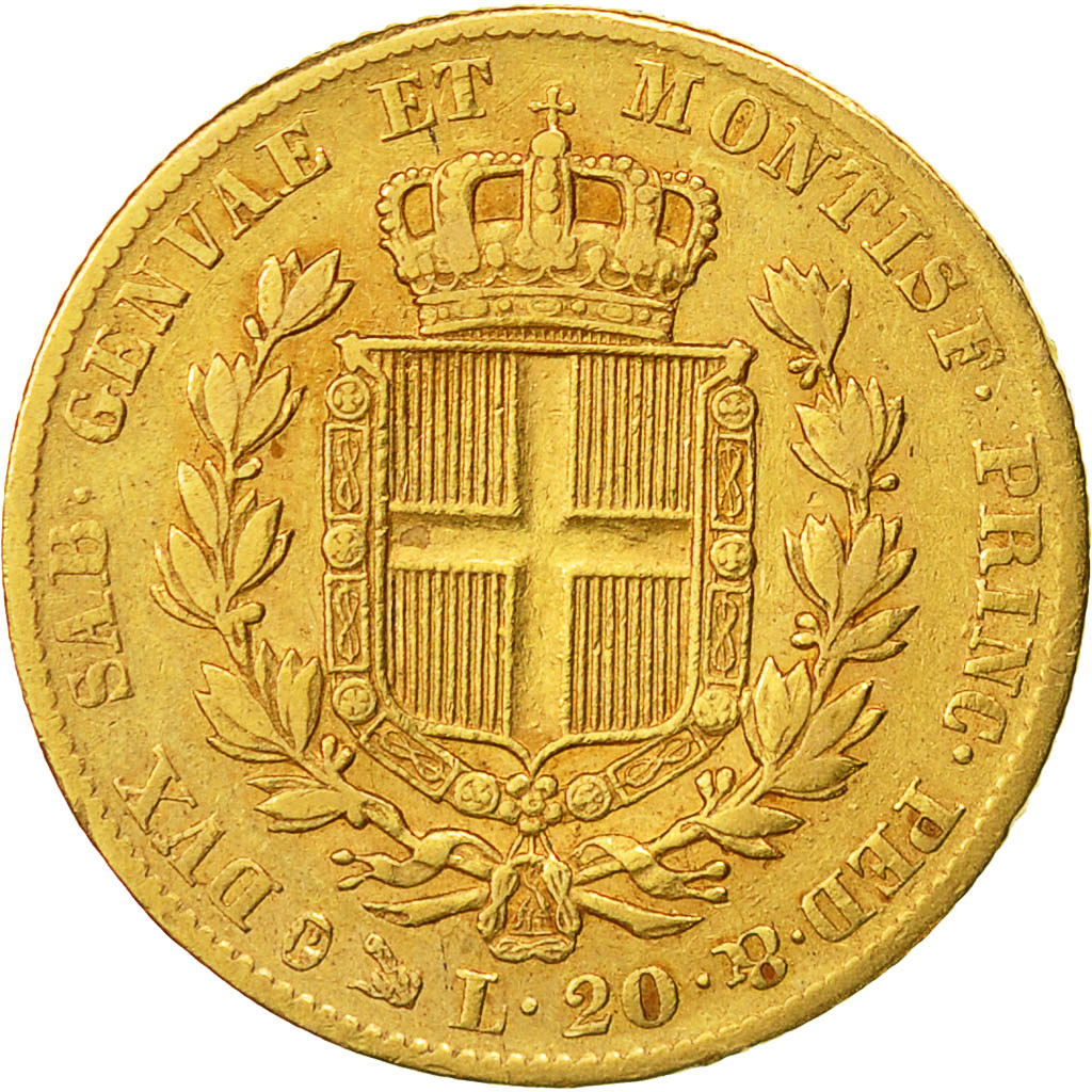 Coin, ITALIAN STATES, SARDINIA, Carlo Alberto, 20 Lire, 1835, Genoa, VF(30-35)
