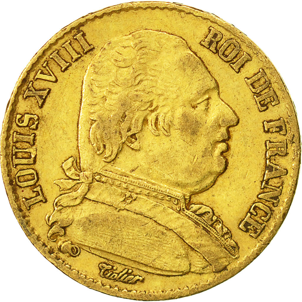 Coin, France, Louis XVIII, Louis XVIII, 20 Francs, 1814, Paris, EF(40-45), Gold