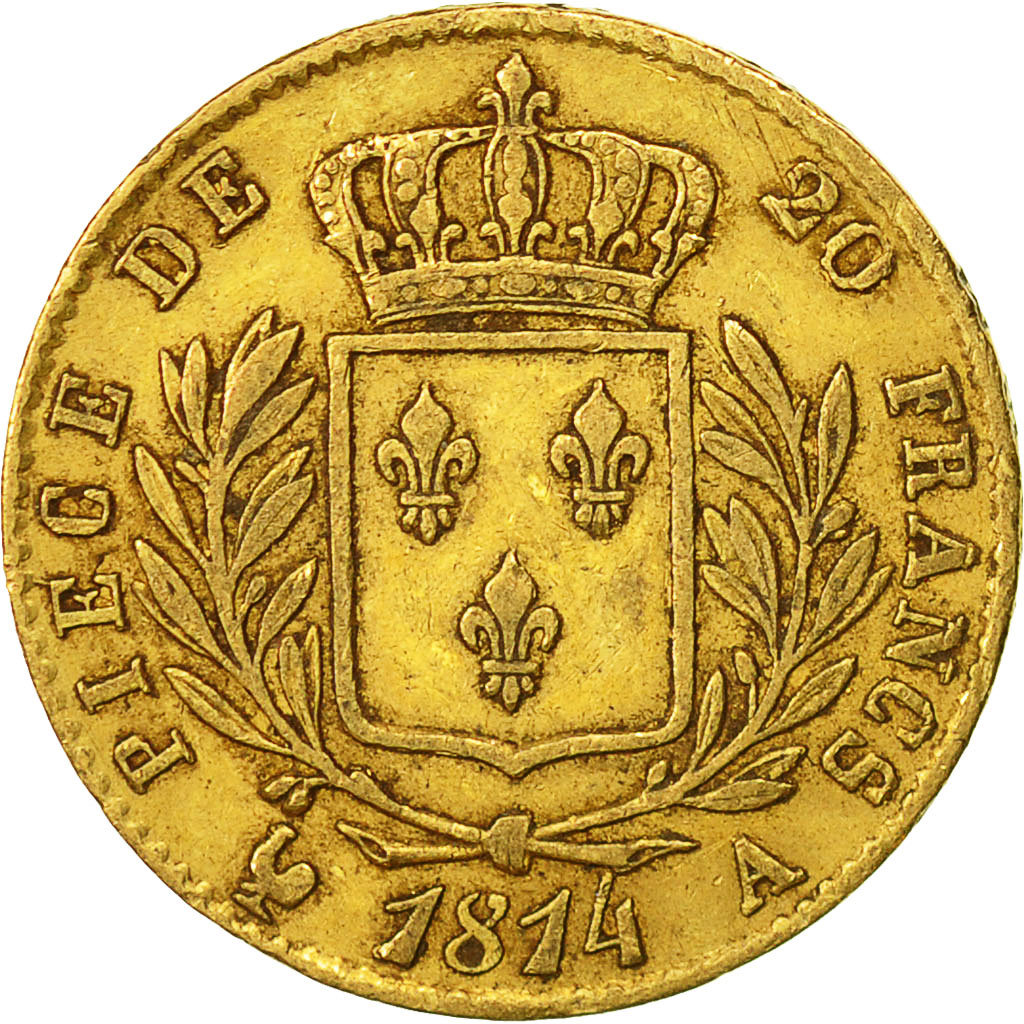 Coin, France, Louis XVIII, Louis XVIII, 20 Francs, 1814, Paris, EF(40-45), Gold