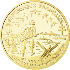 Coin, France, Débarquement allié, Franc, 1993, MS(63), Gold, KM:1015
