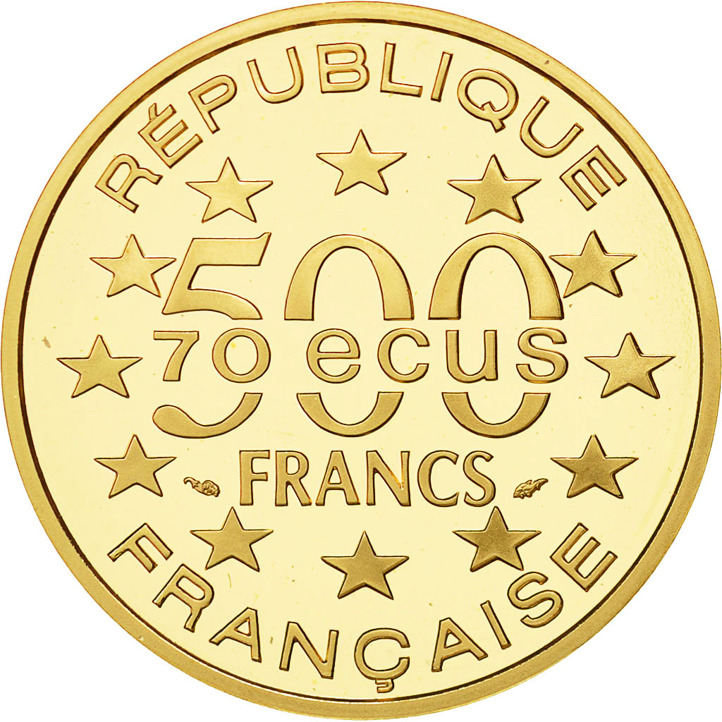 Moneta, Francia, Arc de Triomphe, 500 Francs-70 Ecus, 1993, SPL, Oro, KM:1034