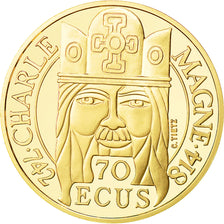 Monnaie, France, Charlemagne, 500 Francs-70 Ecus, 1990, SPL, Or, KM:990