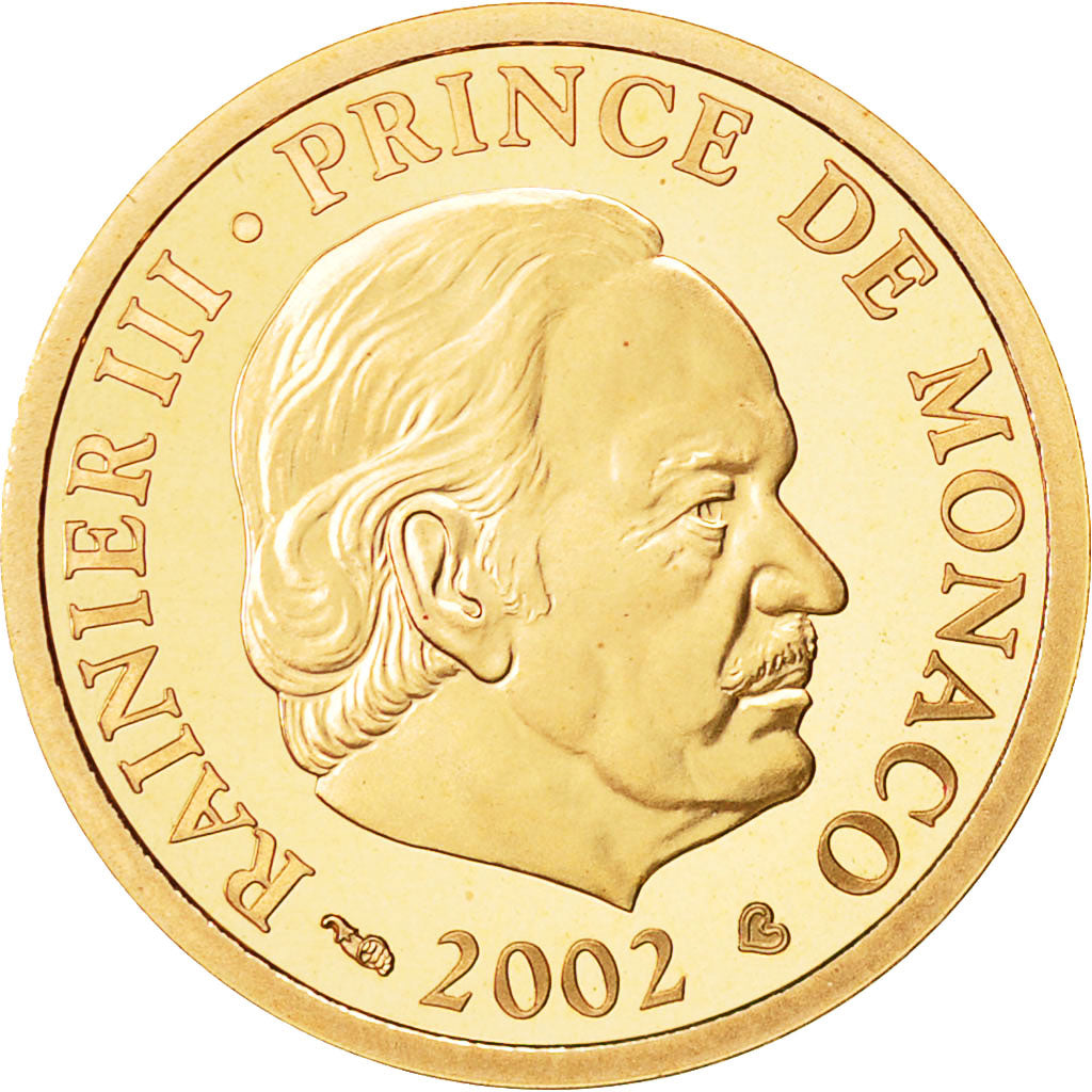 Monaco, 20 Euro, Prince Rainier III, 2002, MS(63), Gold, KM:177