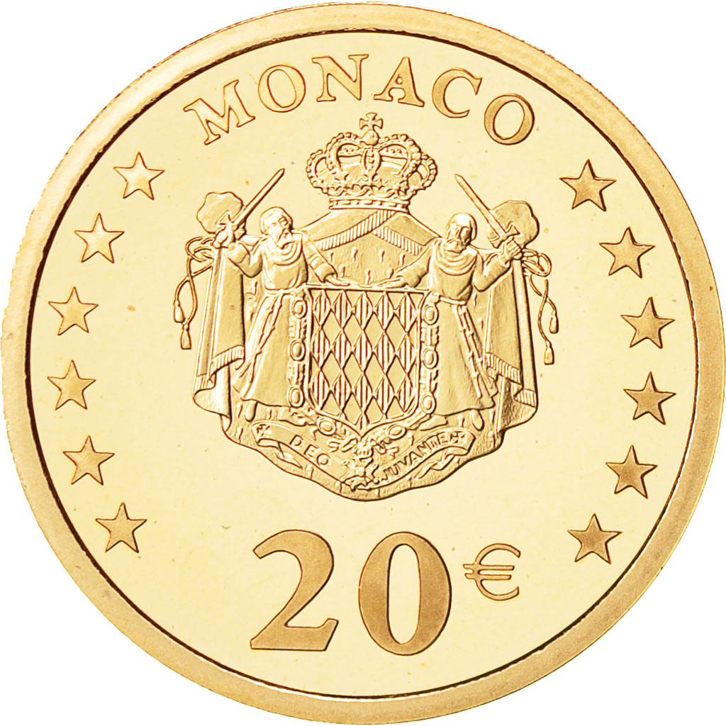 Monaco, 20 Euro, Prince Rainier III, 2002, MS(63), Gold, KM:177