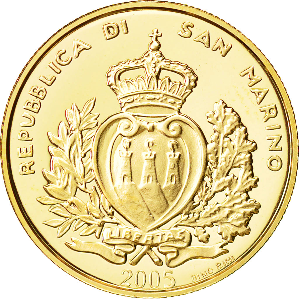 Coin, San Marino, 2 Scudi, 2005, Rome, MS(65-70), Gold, KM:345