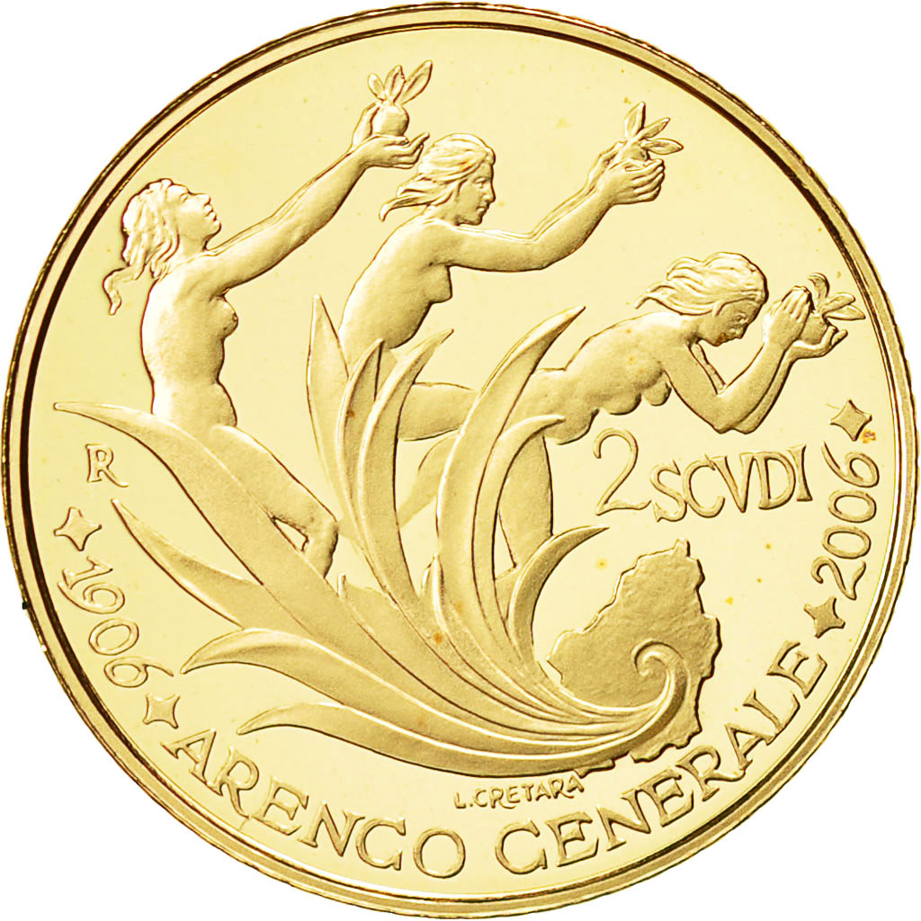 Coin, San Marino, 2 Scudi, 2006, Rome, MS(65-70), Gold, KM:346