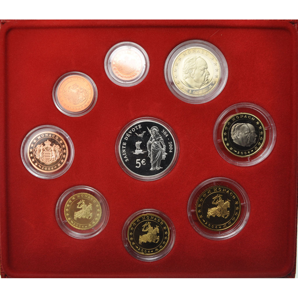 Monaco, Proof Set Euro, Prince Rainier III, 2004, MS(65-70)