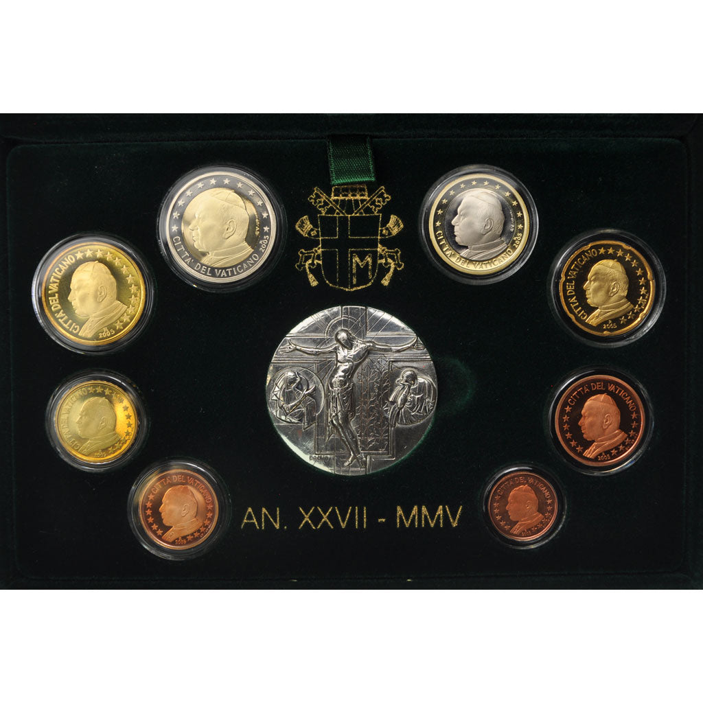 Vatican, Proof Set Euro, Pape Jean Paul II, 2005, MS(65-70)