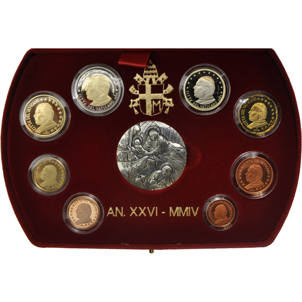 Vatican, Proof Set Euro, Pape Jean Paul II, 2004, MS(65-70)