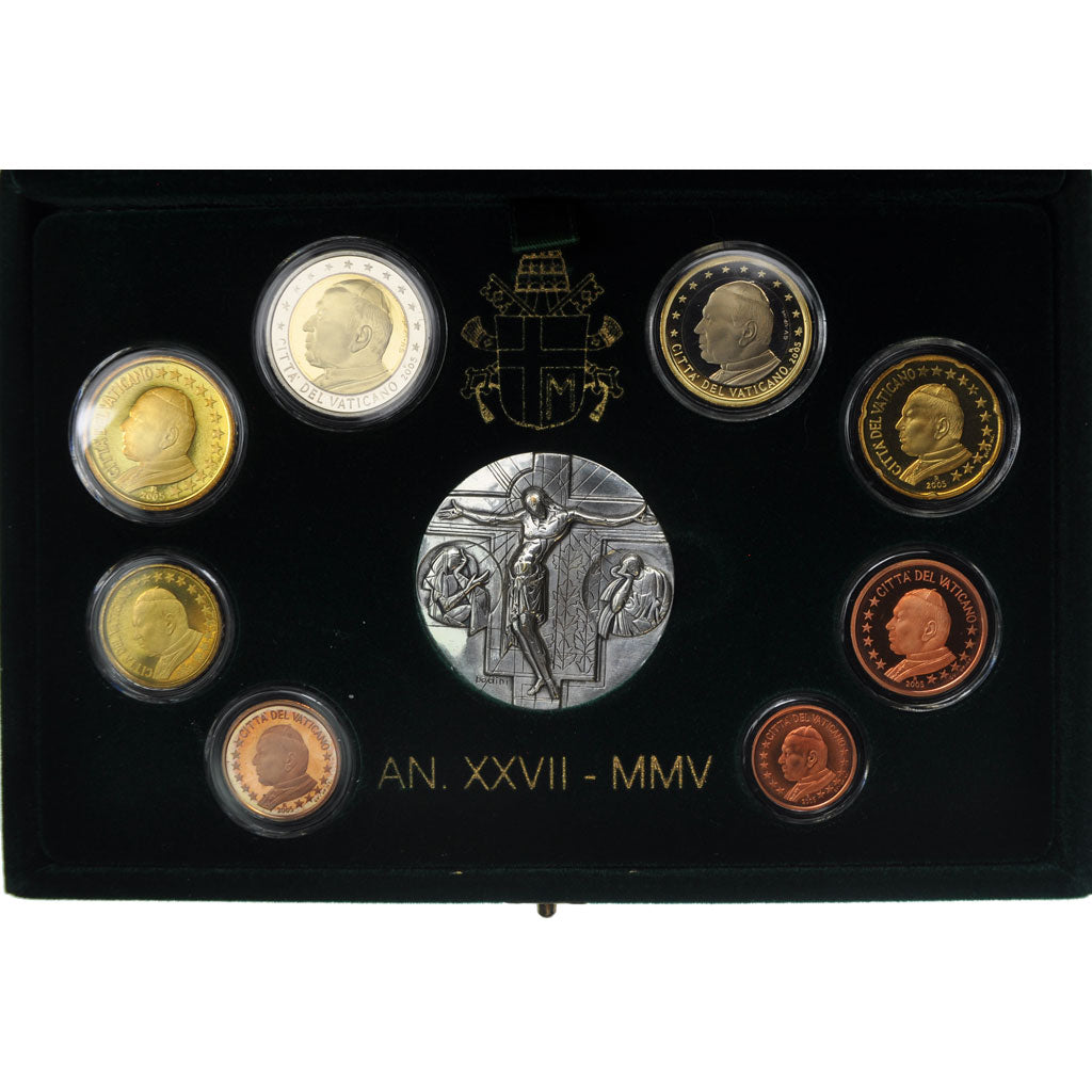Vatican, Proof Set Euro, Pape Jean Paul II, 2005, MS(65-70)