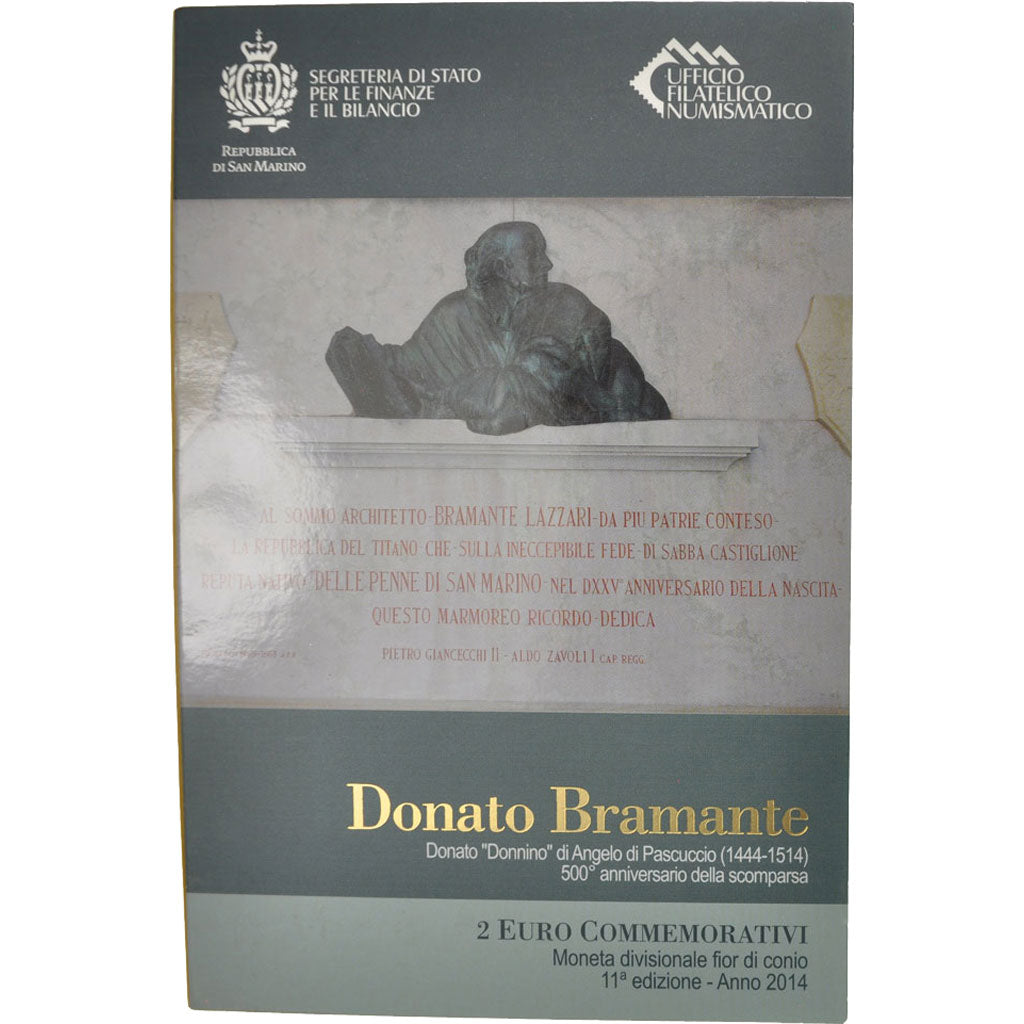 San Marino, 2 Euro, Donato Bramante, 2014, FDC, Bi-metallico