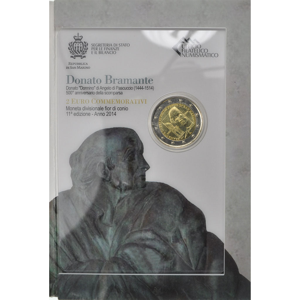 San Marino, 2 Euro, Donato Bramante, 2014, FDC, Bi-metallico